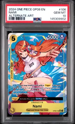2024 ONE PIECE OP08-TWO LEGENDS ALTERNATE ART #106 NAMI PSA 10 - Image 1
