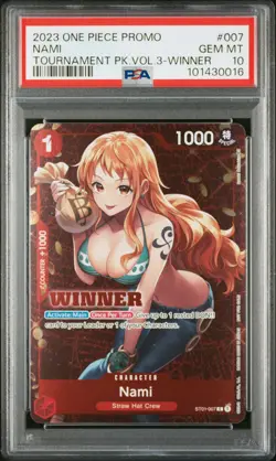 2023 ONE PIECE PROMOS TOURNAMENT PACK VOL.3-WINNER #007 NAMI PSA 10 - Image 1