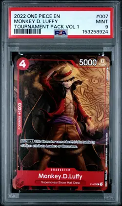 2022 ONE PIECE PROMOS TOURNAMENT PACK VOL.1 #007 MONKEY D. LUFFY PSA 9 - Image 1