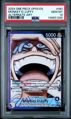 2024 ONE PIECE OP09-EMPERORS IN THE NEW WORLD ALT ART MONKEY D. LUFFY PSA 10 - Image 1
