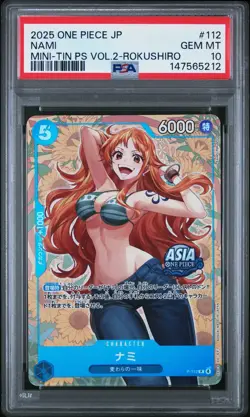 2025 ONE PIECE JAPANESE MINI-TIN PACK SET VOL.2 KOUSHI ROKUSHIRO NAMI PSA 10 - Image 1