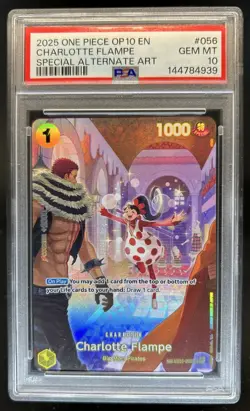 2025 One Piece Royal Blood Charlotte Flampe Special Alt Art #EB01-056 PSA 10 - Image 1