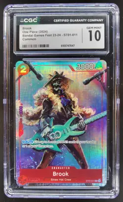 2024 ONE PIECE BROOK BANDAI GAMES FEST ST01-011 CGC 10 RC7 - Image 1
