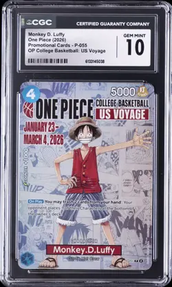 2026 ONE PIECE #P-055 MONKEY D. LUFFY CGC 10 GEM MINT - Image 1