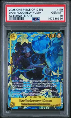2025 ONE PIECE OP12-LEGACY OF THE MASTER ALTERNATE ART BARTHOLOMEW KUMA PSA 10 - Image 1