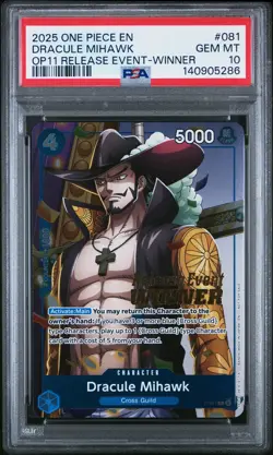 2025 ONE PIECE PROMOS #081 DRACULE MIHAWK PSA 10 - Image 1