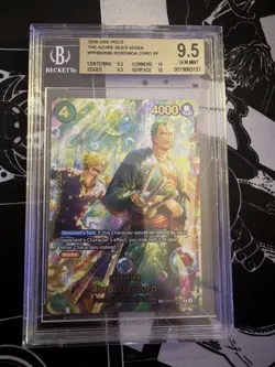 Roronoa Zoro One Piece PRB02-006 SP The Azure Sea OP14 BGS 9.5 Bubble - Image 1