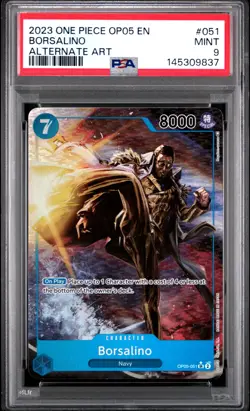2023 ONE PIECE OP05-AWAKENING OF THE NEW ERA ALTERNATE ART #051 BORSALINO PSA 9 - Image 1