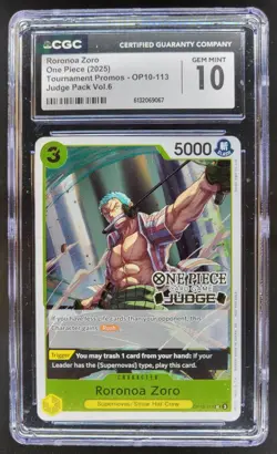 2025 ONE PIECE RORONOA ZORO PROMO OP10-113 CGC 10 RC7 - Image 1