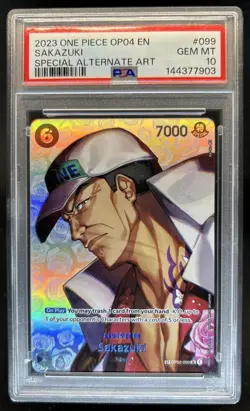 2023 One Piece Kingdoms Of Intrigue Sakazuki Special Alt Art #OP02-099 PSA 10 - Image 1