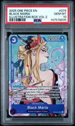 2025 ONE PIECE PROMOS ILLUSTRATION BOX VOL.2 #074 BLACK MARIA PSA 10 - Image 1