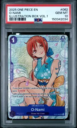 2025 ONE PIECE PROMOS ILLUSTRATION BOX VOL.1 #062 O-NAMI PSA 10 - Image 1