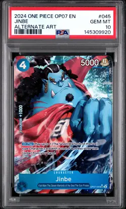 2024 ONE PIECE OP07-500 YEARS IN THE FUTURE ALTERNATE ART #045 JINBE PSA 10 - Image 1