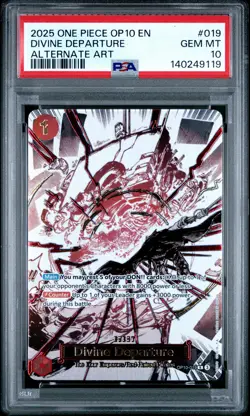 2025 ONE PIECE OP10-ROYAL BLOOD ALTERNATE ART #019 DIVINE DEPARTURE PSA 10 - Image 1