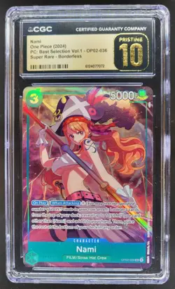 2024 ONE PIECE NAMI SUPER RARE BORDERLESS OP02-036 CGC 10 PRISTINE D PT - Image 1