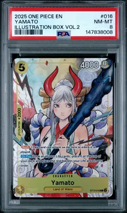 2025 ONE PIECE PROMOS ILLUSTRATION BOX VOL.2 #016 YAMATO PSA 8 - Image 1