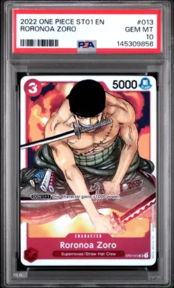 2022 ONE PIECE STARTER DECK ST01-STRAW HAT CREW #013 RORONOA ZORO PSA 10 - Image 1