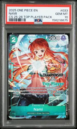 2025 ONE PIECE CHAMPIONSHIP 25-26 TOP PLAYER PACK #033 NAMI PSA 10 - Image 1