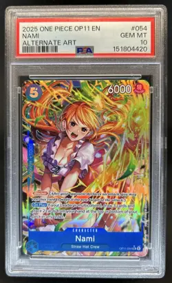 2025 One Piece Nami Super Rare Alt Art Alternative #OP11-054 PSA 10 GEM MINT - Image 1