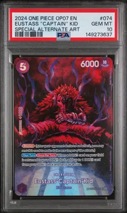 2024 ONE PIECE OP07-500 YEARS IN THE FUTURE #074 EUSTASS "CAPTAIN" KID PSA 10 - Image 1