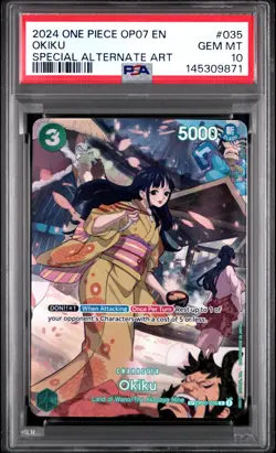 2024 ONE PIECE OP07-500 YEARS IN THE FUTURE SPECIAL ALTERNATE ART OKIKU PSA 10 - Image 1