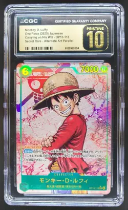 25 ONE PIECE JP MONKEY D. LUFFY SECRET RARE ALT ART OP13-118 CGC 10 PRISTINE RC7 - Image 1