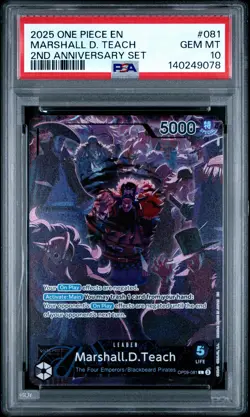 2025 ONE PIECE ENGLISH VERSION 2ND ANNIVERSARY SET #081 MARSHALL D. TEACH PSA 10 - Image 1