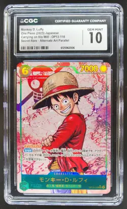 2025 ONE PIECE JP MONKEY D. LUFFY SECRET RARE ALT ART OP13-118 CGC 10 RC7 - Image 1