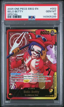 2025 ONE PIECE EB02-EXTRA BOOSTER -ANIME 25TH COLLECTION- #002 BELO BETTY PSA 10 - Image 1