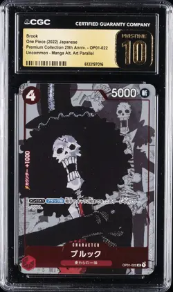 2022 ONE PIECE JPN PREM 25TH ANV MANGA ALT ART #OP01-022 BROOK CGC 10 PRISTINE - Image 1