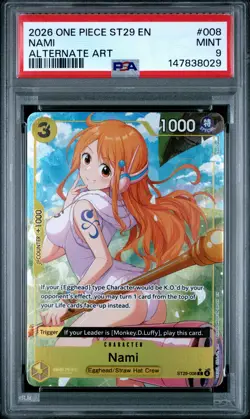 2026 ONE PIECE STARTER DECK ST29-EGGHEAD ALTERNATE ART #008 NAMI PSA 9 - Image 1