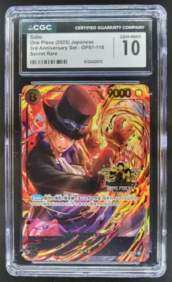 2025 ONE PIECE JP SABO SECRET RARE OP07-118 CGC 10 D PT - Image 1