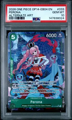 2026 ONE PIECE OP14-EB04-THE AZURE SEA'S SEVEN ALTERNATE ART #033 PERONA PSA 10 - Image 1
