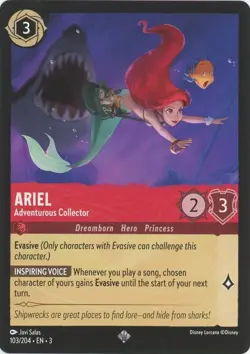 Disney Lorcana Into the Inklands Ariel Adventurous Collector Super Rare #103 - Image 1