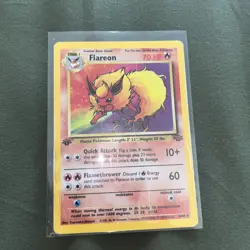 Pokemon TCG Flareon 1st Edition Holo Card Jungle 3/64 MP - Image 1