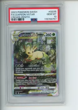2023 Pokemon Crown Zenith Leafeon VSTAR GG35/GG70 FA Holo Rare PSA 10 (757) - Image 1