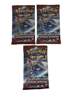 Lot of x3 Pokemon TCG Sun & Moon Crimson Invasion (10 card each) Booster Packs - Image 1
