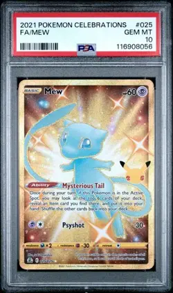 PSA 10 GEM MINT Mew Full Art Gold Pokemon Celebrations 025/025 - Image 1