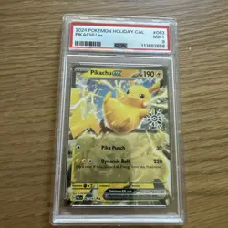 PSA 9 Pikachu Ex 2024 Pokemon Holiday Calendar Promo Snowflake 063/193 Pal EN - Image 1