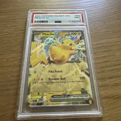 PSA 9 Pikachu Ex 2024 Pokemon Holiday Calendar Promo Snowflake 063/193 Pal EN - Image 2
