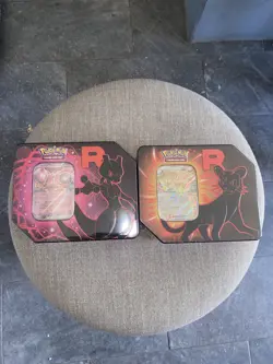 Pokemon TCG Team Rocket Tin Set of 2 - Mewtwo ex & Persian -New Sealed - - Image 1