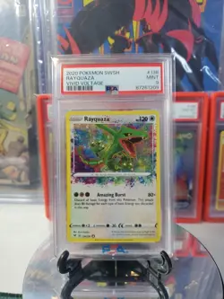 2020 Pokemon TCG SWSH Vivid Voltage Rayquaza #138 Amazing Rare Holo PSA 9 MINT - Image 1