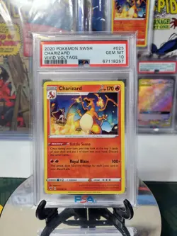 2020 POKEMON SWORD & SHIELD VIVID VOLTAGE #025 CHARIZARD PSA 10 - Image 1