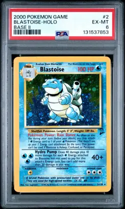 BLASTOISE 2/130 PSA 6 2000 BASE SET 2 HOLO POKEMON CARD ENGLISH - Image 1