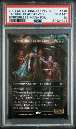 2024 MTG FOUNDATIONS BORDERLESS-MANA FOIL LATHRIL, BLADE OF THE ELVES PSA 10 - Image 1