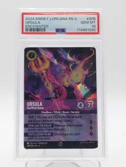 URSULA 2024 DISNEY LORCANA EN 4 ENCHANTED #208 PSA 10 Q1814 - Image 1