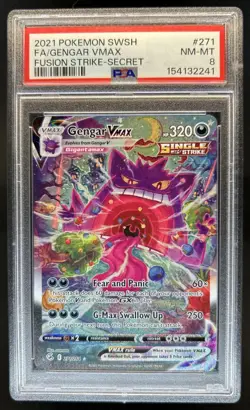 2021 Pokemon SWSH Fusion Strike Gengar VMAX #271/264 PSA 8 - Image 1