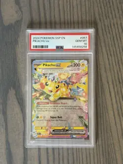 Pikachu Ex #57 PSA 10 Pokemon Surging Sparks - Image 1