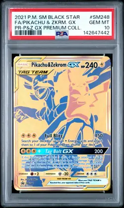 2021 POKEMON SM BLACK STAR PROMO #SM248 FULL ART/PIKACHU & ZEKROM GX PSA 10 - Image 1