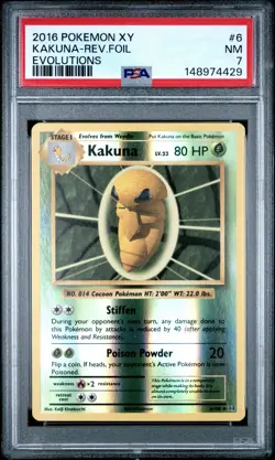 2016 POKEMON XY EVOLUTIONS #6 KAKUNA-REVERSE FOIL PSA 7 - Image 1